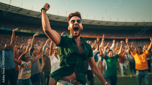 cheering football fan in football team