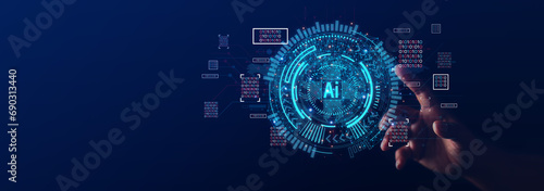 AI Technology Concept, Artificial Intelligence Business people who use smart technology by entering prompt commands to create future technology transformation. In the 21 century 