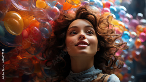 Colorful Balloons Floating Above Person's Head