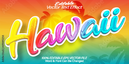 Hawaii Vector Text Effect Editable Alphabet Summer Beach Paradise Tropic