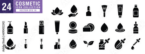 Vector of cosmetic icon set, cream, skincare, serum, acid, beauty, product, vector EPS 10.