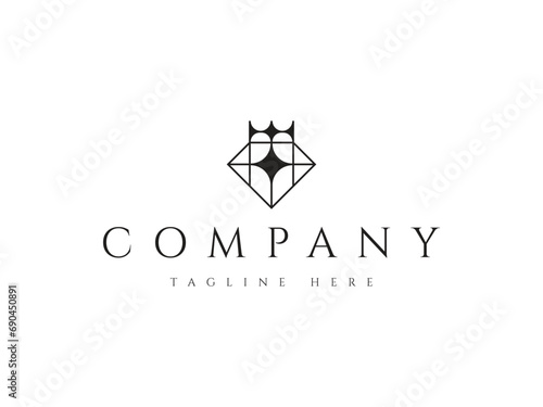 luxury diamond jewelry king queen logo design