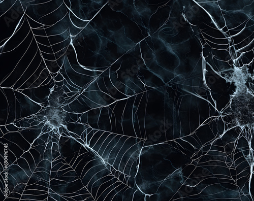 Bright Spider Web On A Dark Black Background