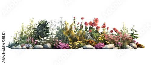 flowerbed in a garden isolated on transparent background