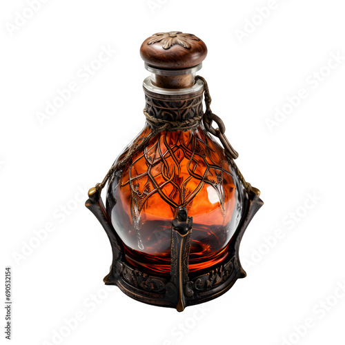 antique medicinal potion bottle isolated on transparent background ,vintage perfume bottle ,generative ai