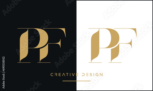 Alphabet letters icon logo PF or FP