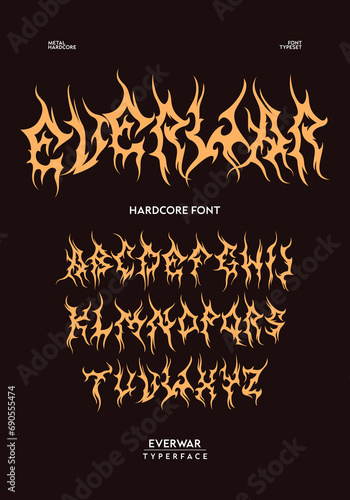 Metal font GOROK typography vector punk rock hardcore dark music typerface editable
