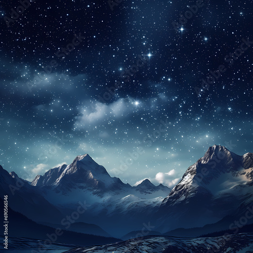 A starry night sky over a mountain range