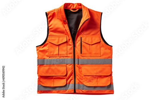 Safety Orange Vest for Workplace Safety isolated on a transparent background