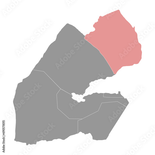 Obock region map, administrative division of Djibouti. Vector illustration.