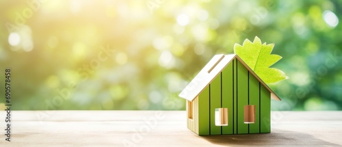 little paper house with space for text, green home and environmentally friendly construction, new home, property insurance, home loan finance, business, investment and real estate concept, copy space