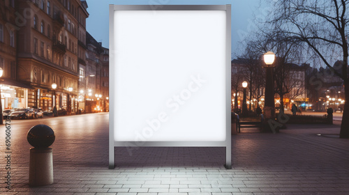 empty poster mockup in the city, white empty poster for copyspace, blurred background --ar 16:9 --v 5.2 Job ID: c99eade3-6bc3-4941-8013-6899e3becf9e
