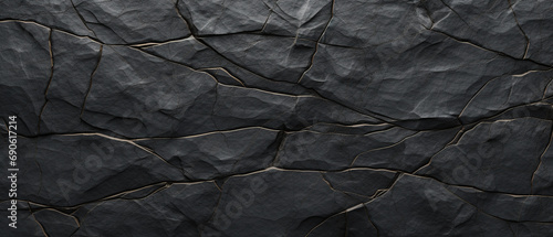 Volumetric rock texture with cracks. Black stone background