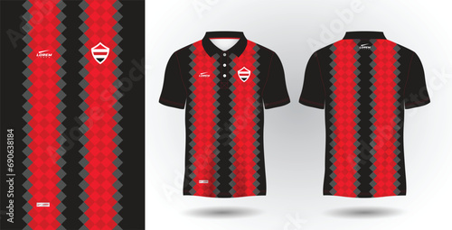 red and black abstract polo sport shirt sublimation jersey template
