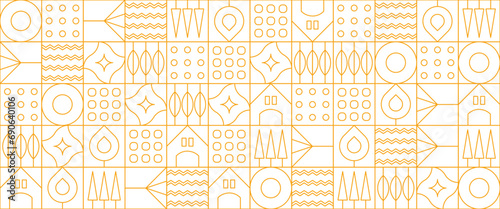 White and yellow vector flat design nature outline geometric mosaic banners
