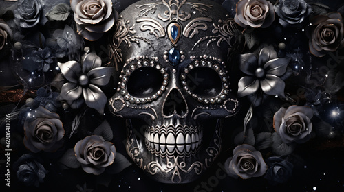 skull on black HD 8K wallpaper Stock Photographic Image 