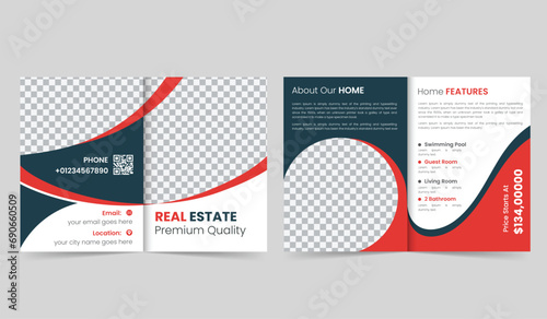 vector real estate bifold brochure template design in different color.