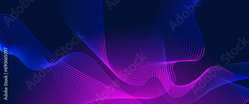 Blue and purple violet vector abstract technology flowing waves design banner. Minimalist modern wavy concept for banner, flyer, card, or brochure cover