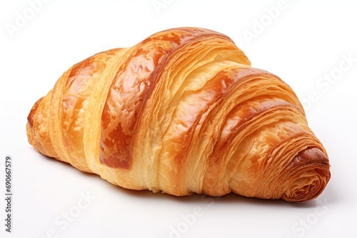 Close-Up of Delicious Croissant on White Background for Bakery or Breakfast Concept