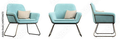 Isolated soft velvet chairs glamour cutout on transparent backgrounds 3d rendering png