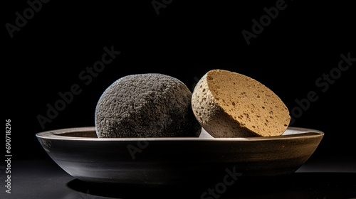 natural pumice stone isolated on a sleek black background. Perfect for promoting skincare and bathroom essentials