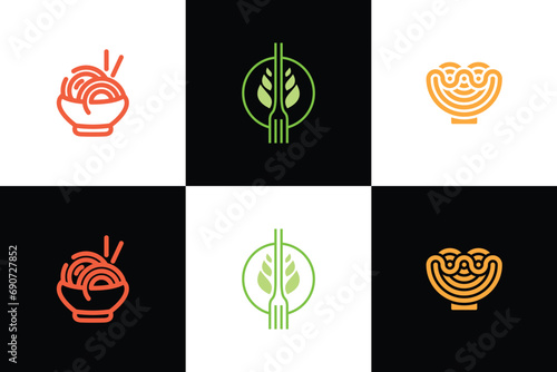 Noodle restaurant and food logo collection
