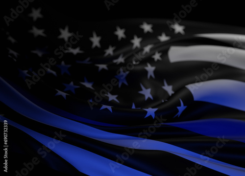 American flag with Thin Blue Line