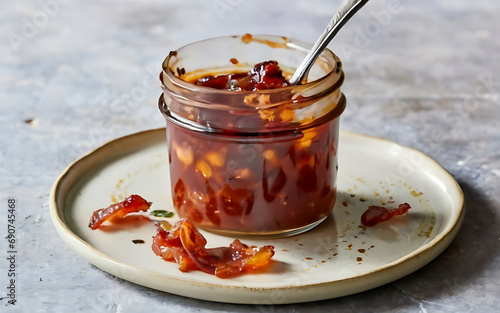 Capture the essence of Bacon Jam in a mouthwatering food photography shot Generative AI