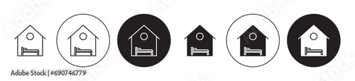 Accommodation line icon set. Homestay place vector symbol. Hostel sign in suitable for apps and websites UI designs.