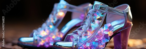 close up of holographic shoes 