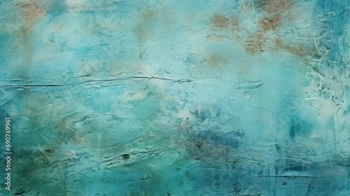 Blue mint teal jade emerald green color, rough grain uneven grungy plaster texture surface background.