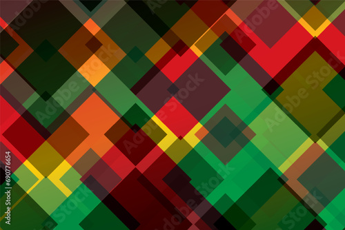 Avant Garde Style Background with Rastafarian Ethiopian Colours Random Size Lozenges Making Patchwork Visual Effect - Green Red and Yellow on Backdrop - Wallpaper Graphic Design