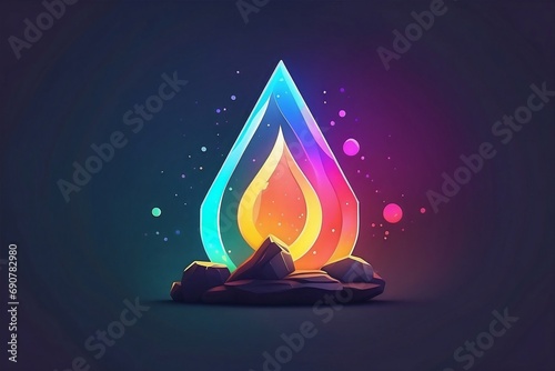 Colourful Flame as a camp fire concept with gradient background