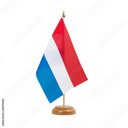 Luxembourg Flag, small wooden luxembourg table flag, isolated, alpha channel transparency, png