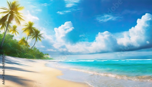 Concept of summertime on beach. Blue sky 