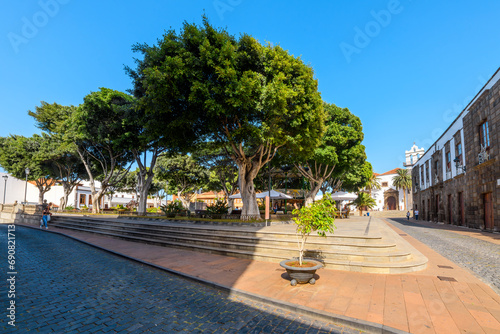 The Plaza de la Libertad, a popular and historic open plaza in the center of the village of Garachico, Santa Cruz de Tenerife, Spain. One of the Canary Islands.