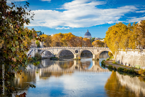 Scenic view of bridge Ponte Sisto in Rome Italy