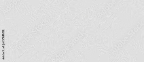 Embossed tropical palm leaves seamless pattern topic leaves relief white background