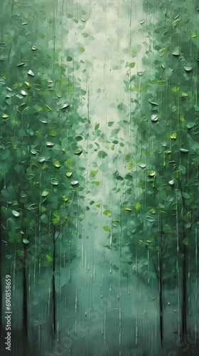 forest green leaves raindrops oil wall misting arbor defense