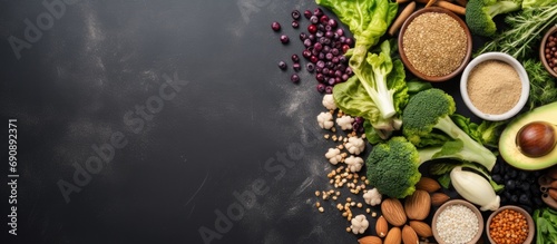 Assorted vegan ingredients for plant-based food and beverages.