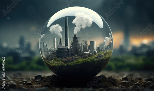 Environmental Impact of Industrialization Concept in Glass Sphere