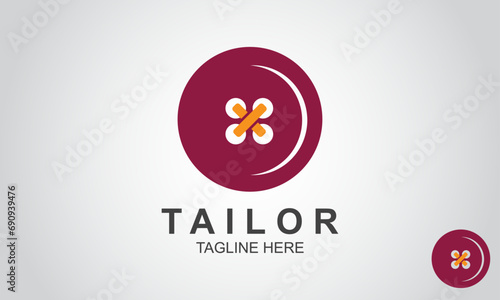 Tailor Logo Design Template With Clothes button.