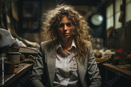 Devastated and overstressed person with depressed mood. Girl in a stress and depression caused by emotional burnout, a woman in a state of unhappiness.