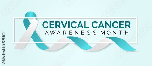 Vector illustration on the theme of Cervical Cancer awareness month observed each year during January. Banner, poster, card, background and realistic ribbon design.