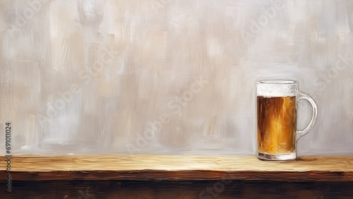 生ビールの油絵_2