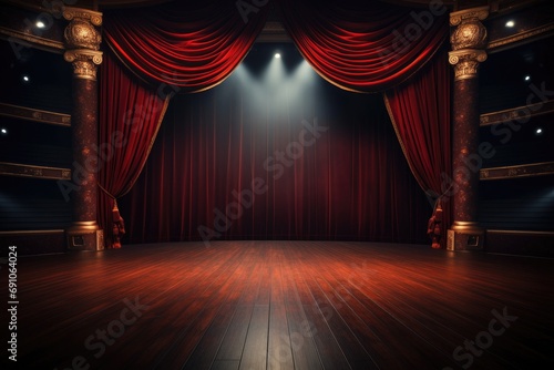 red curtain with spotlight. perfect for background.
