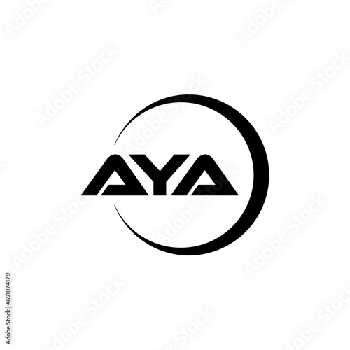 AYA letter logo design with white background in illustrator, cube logo, vector logo, modern alphabet font overlap style. calligraphy designs for logo, Poster, Invitation, etc.