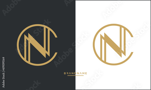 NC or CN Alphabet letters logo monogram