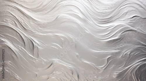 Silver seamless texture. Wavy background. Interior wall decoration. Silver background of abstract waves, generative ai