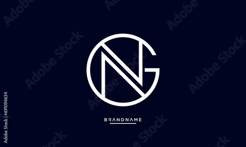 Alphabet letters NG or GN logo monogram